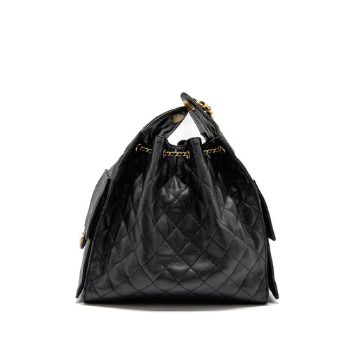CHANEL 25 MEDIUM CAVIAR BLACK GHW (MICROCHIP)
