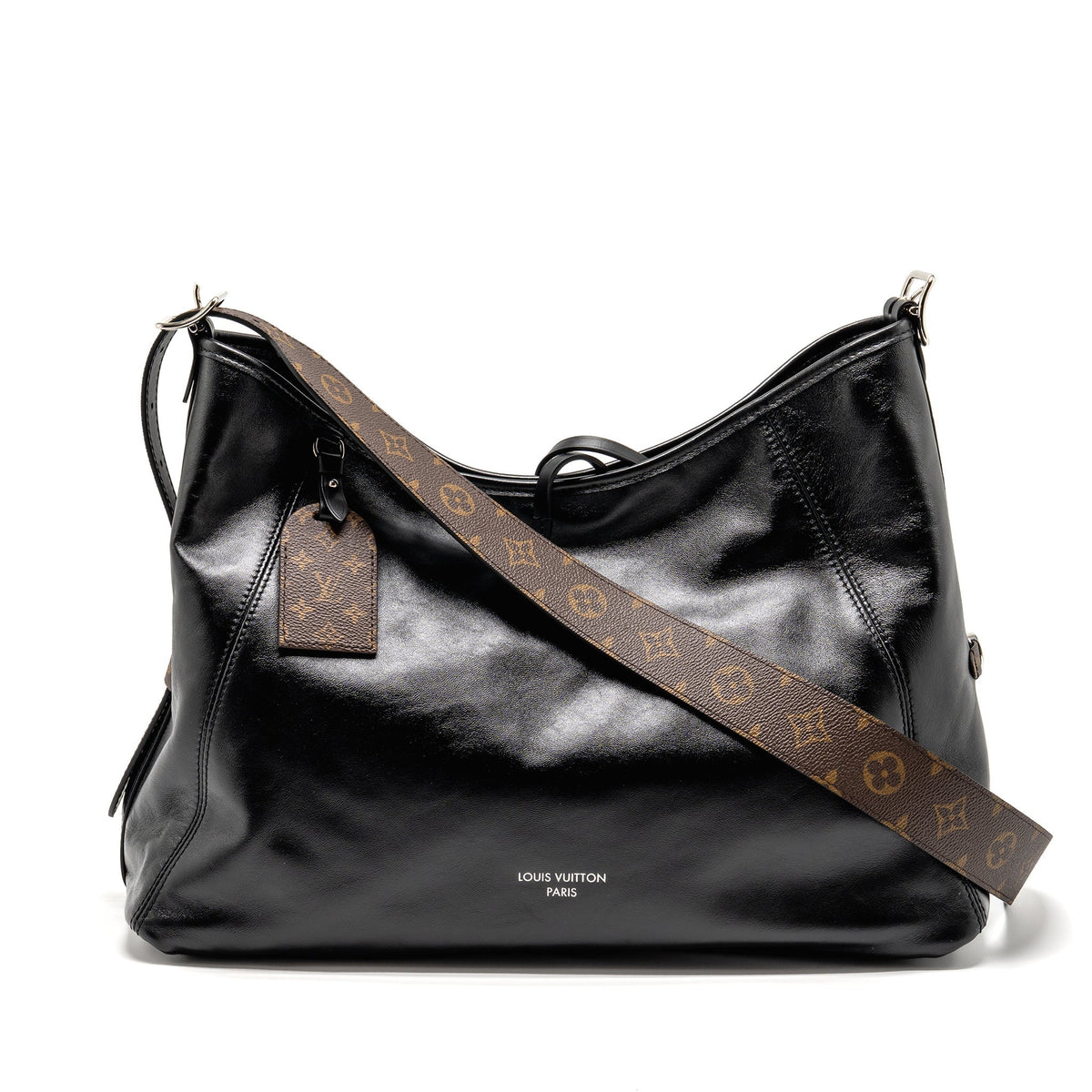 LOUIS VUITTON CARRYALL VIBE MM LAMBSKIN/MONOGRAM CANVAS BLACK SHW