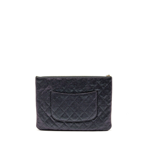 CHANEL NIGHT BY THE C POUCH CLUTCH CAVIAR IRIDESCENT BLACK LGHW
