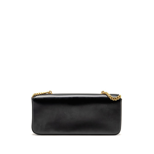CELINE TRIOMPHE CLAUDE CHAIN SHOULDER BAG SHINY CALFSKIN BLACK GHW