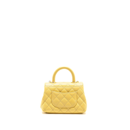 CHANEL MINI COCO HANDLE CAVIAR YELLOW LGHW (MICROCHIP)