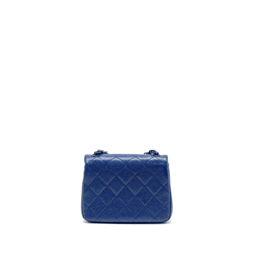 CHANEL INCOGNITO MINI SQUARE FLAP BAG CAVIAR BLUE WITH BLUE HARDWARE