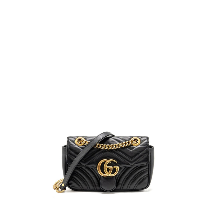 GUCCI SMALL GG MARMONT SHOULDER BAG CALFSKIN BLACK GHW