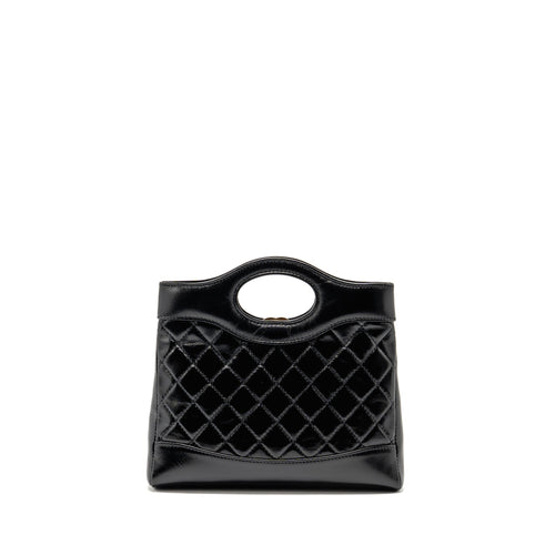 CHANEL MINI 31 BAG SHINY LAMBSKIN BLACK LGHW (MICROCHIP)