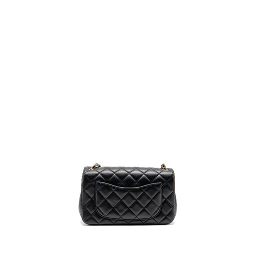 CHANEL PEARL CRUSH MINI RECTANGULAR LAMBSKIN BLACK LGHW (MICROCHIP)