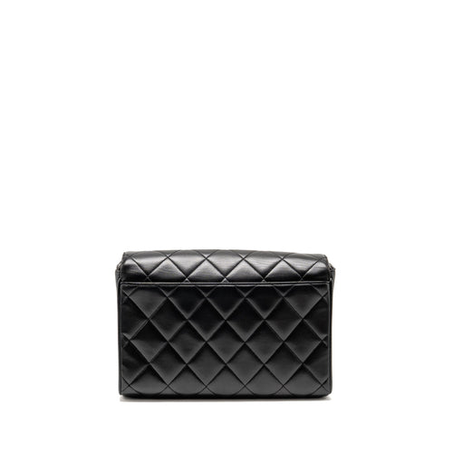 CHANEL VINTAGE QUILTED CC FLAP BAG LAMBSKIN BLACK GHW
