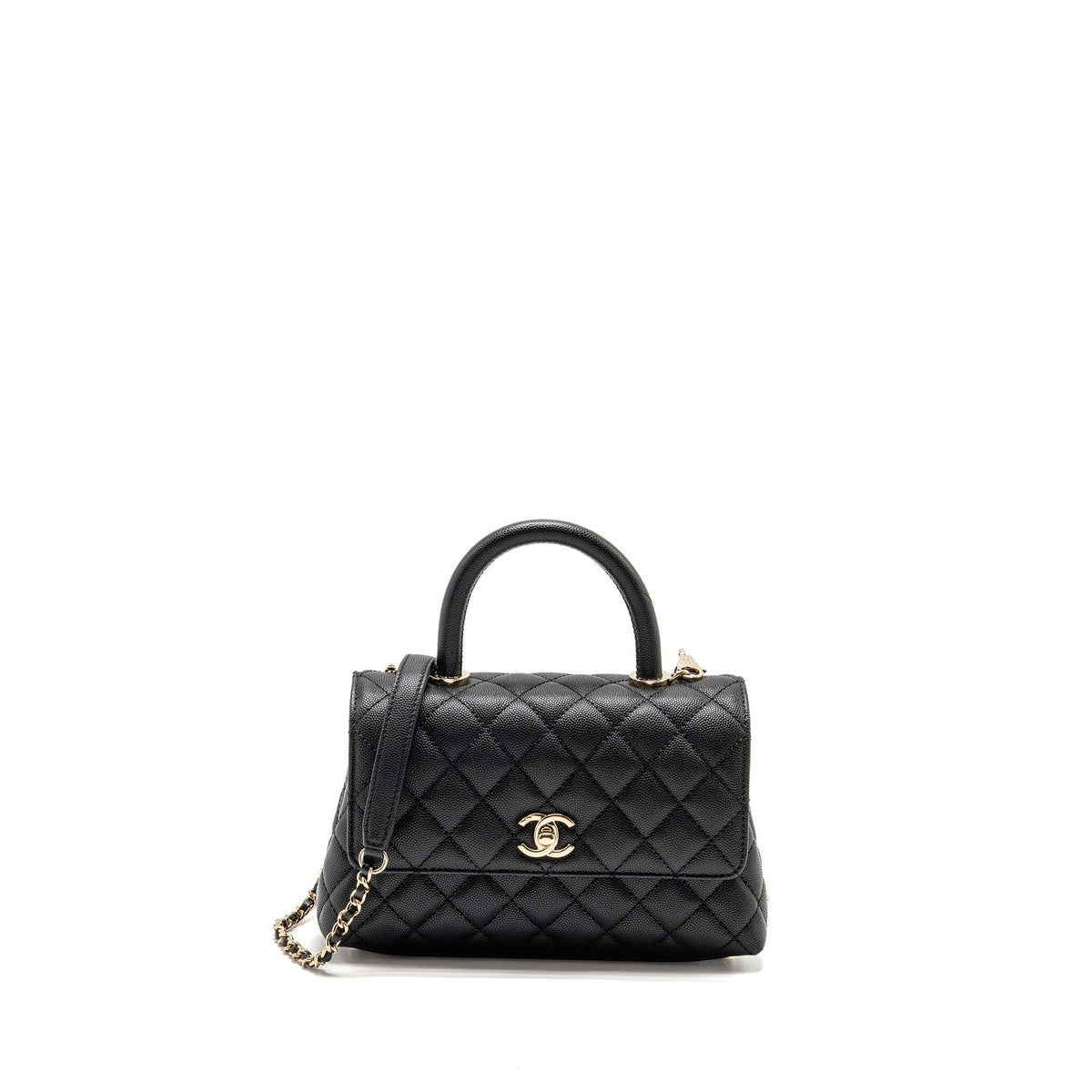 CHANEL SMALL COCO HANDLE CAVIAR BLACK LGHW (MICROCHIP)