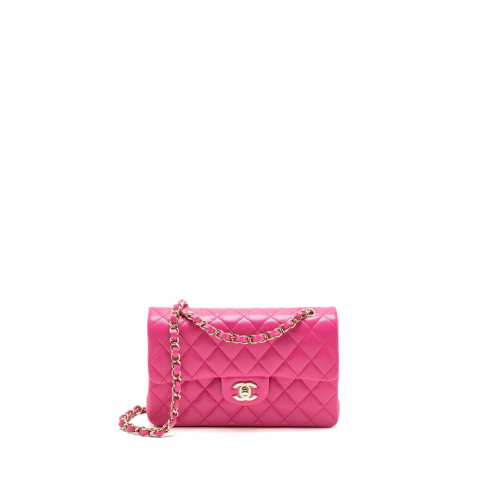 CHANEL SMALL CLASSIC DOUBLE FLAP BAG CAVIAR PINK LGHW (MICROCHIP)