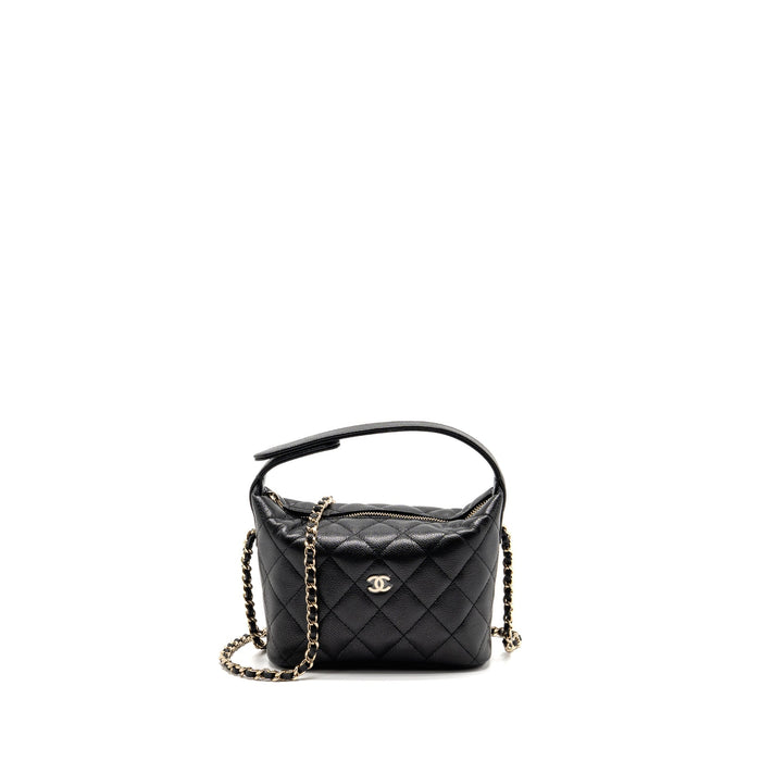 CHANEL 25C QUILTED HOBO BAG CAVIAR BLACK LGHW (MICROCHIP)