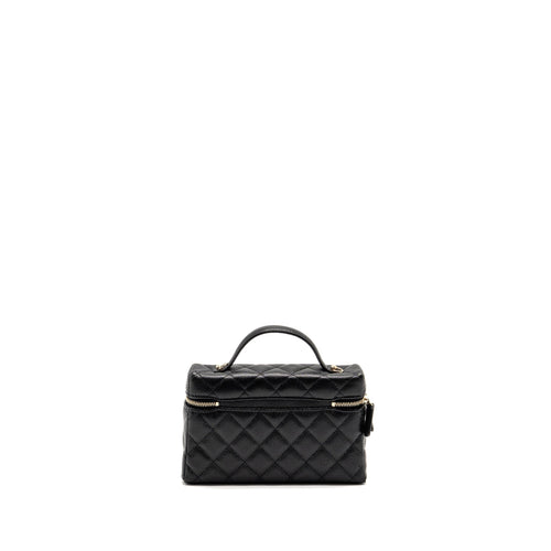 CHANEL 25P CC TOP HANDLE VANITY BAG CAVIAR BLACK LGHW(MICROCHIP)