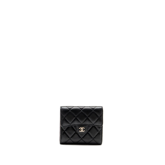 CHANEL SMALL CLASSIC FLAP WALLET LAMBSKIN BLACK SHW