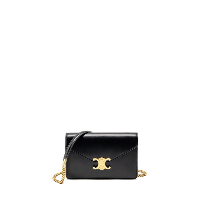CELINE WALLET ON CHAIN MARGO CALFSKIN BLACK GHW