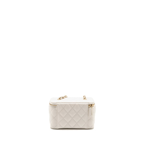 CHANEL LONG VANITY WITH CHAIN CAVIAR WHITE LGHW (MICROCHIP)