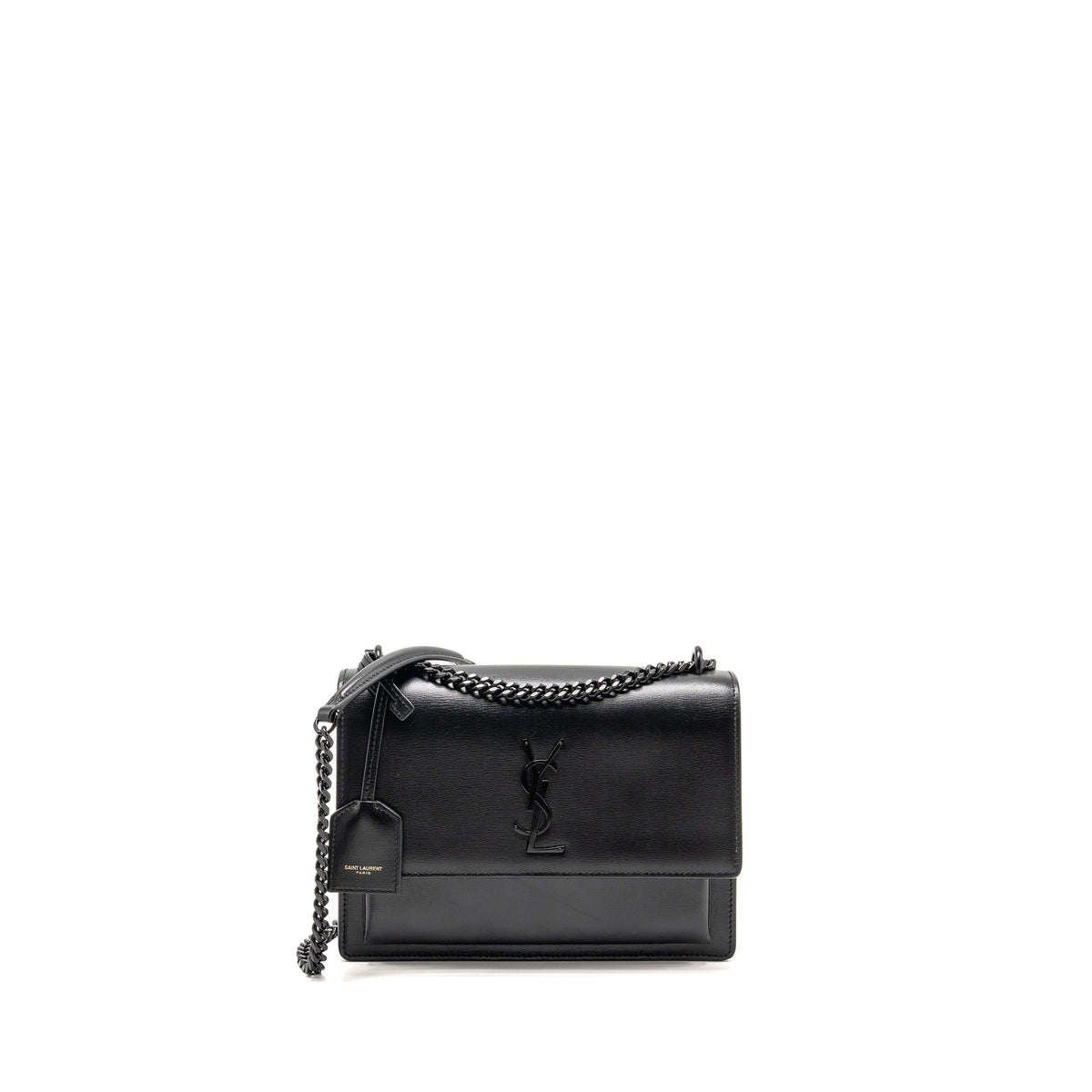 SAINT LAURENT / YSL MEDIUM SUNSET BAG BLACK CALFSKIN BLACK HARDWARE
