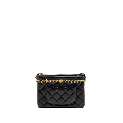 CHANEL CC CAMELLIA SMALL SHOPPING BAG CAVIAR BLACK GHW (MICROCHIP)