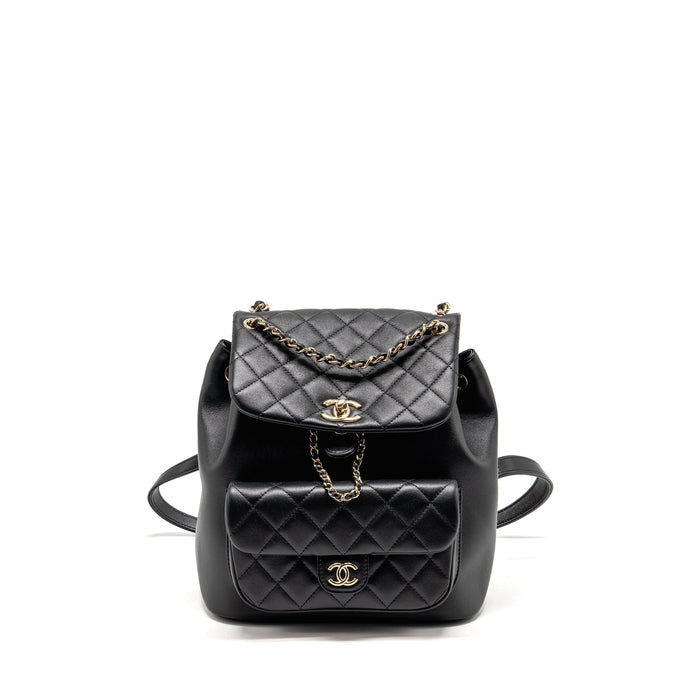 CHANEL LARGE DUMA BACKPACK CALFSKIN BLACK LGHW (MICROCHIP)