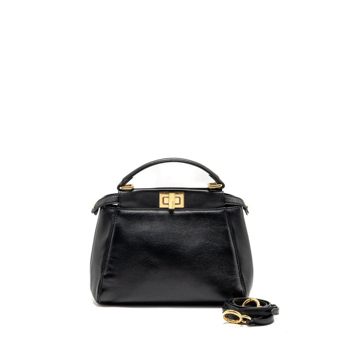 FENDI MINI PEEKABOO LAMBSKIN BLACK GHW
