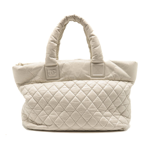 CHANEL COCOON TRAVEL TOTE BAG CALFSKIN WHITE SHW