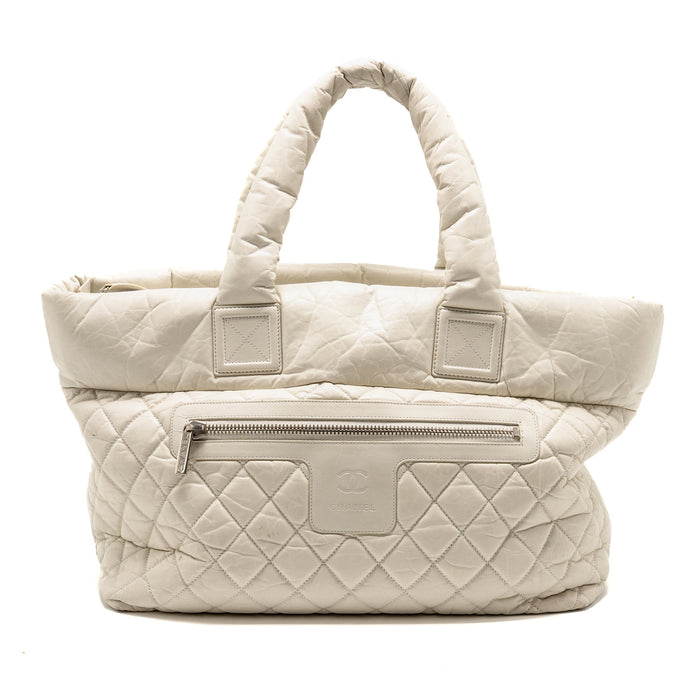 CHANEL COCOON TRAVEL TOTE BAG CALFSKIN WHITE SHW