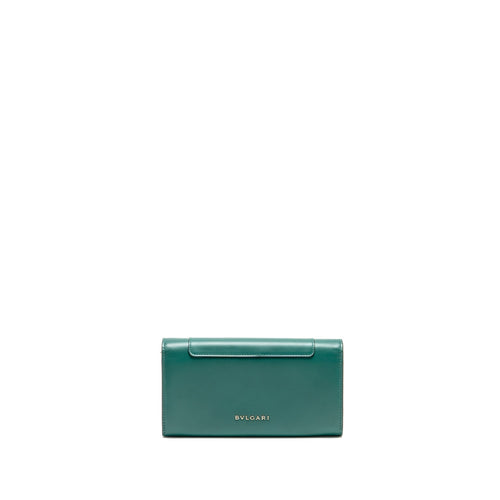 BVLGARI SERPENTI FLAP WALLET WITH CHAIN CALFSKIN GREEN LGHW