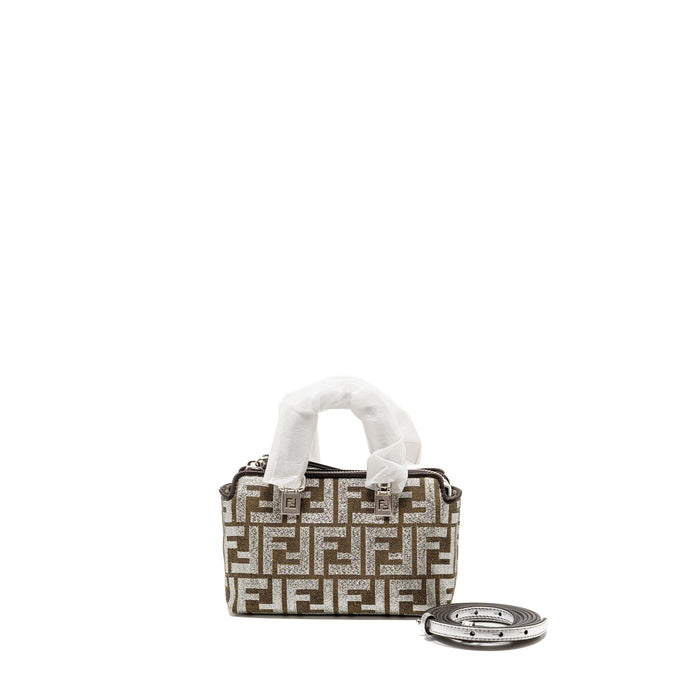 FENDI MINI BY THE WAY WITH HANDLE JACQUARD FF CANVAS/CALFSKIN SILVER/BROWN SHW