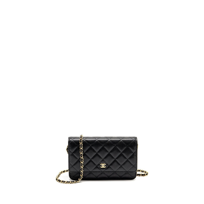 CHANEL CLASSIC WALLET ON CHAIN CAVIAR BLACK GHW(MICROCHIP)