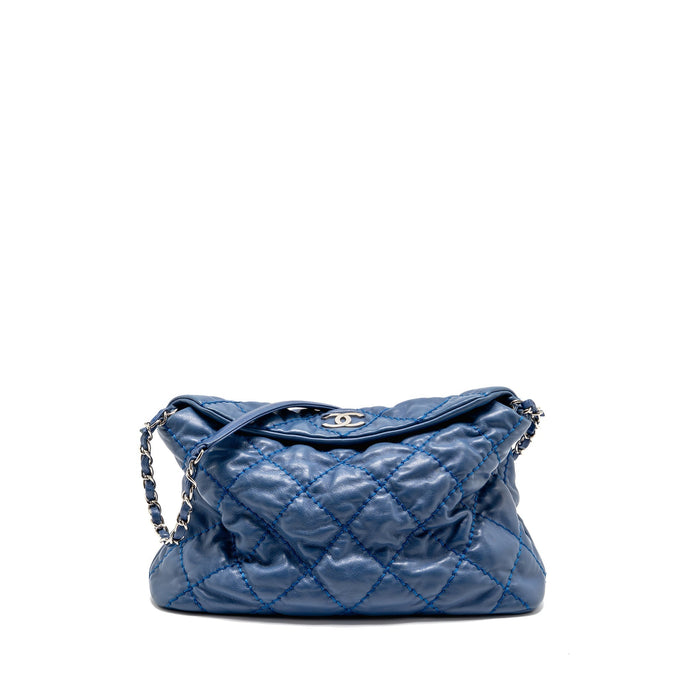 CHANEL HOBO SHOULDER BAG CALFSKIN BLUE SHW