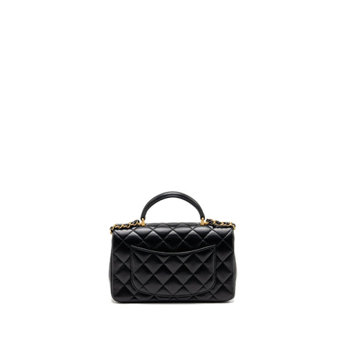 CHANEL TOP HANDLE MINI RECTANGULAR LAMBSKIN BLACK GHW (MICROCHIP)