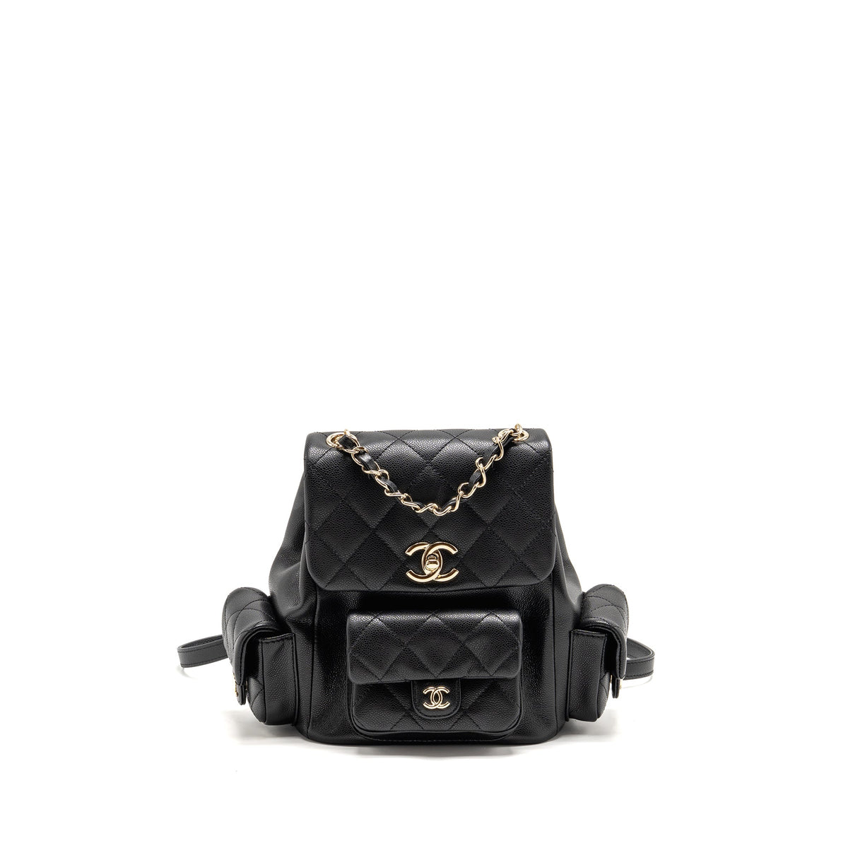 CHANEL TRIPLE POCKET BACKPACK CAVIAR BLACK LGHW (MICROCHIP)