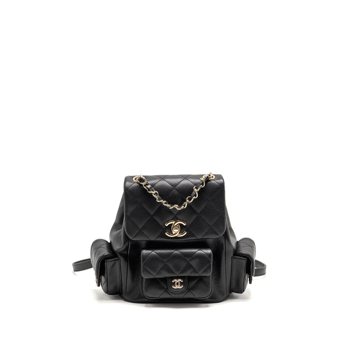 CHANEL TRIPLE POCKET BACKPACK CAVIAR BLACK LGHW (MICROCHIP)