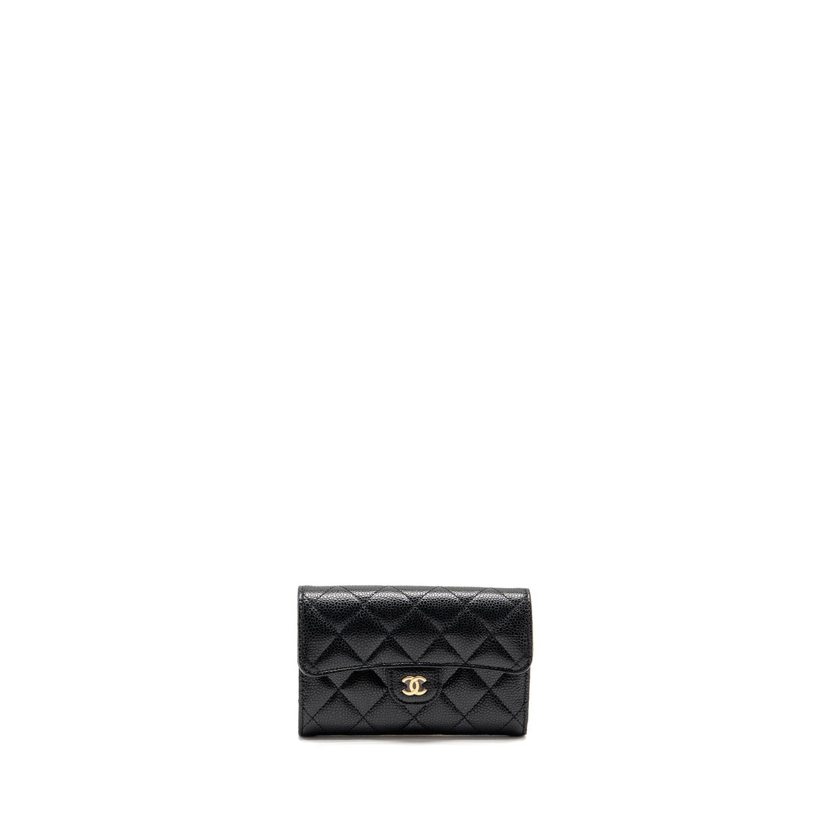 CHANEL MEDIUM CLASSIC FLAP COMPACT WALLET CAVIAR BLACK GHW(MICROCHIP)