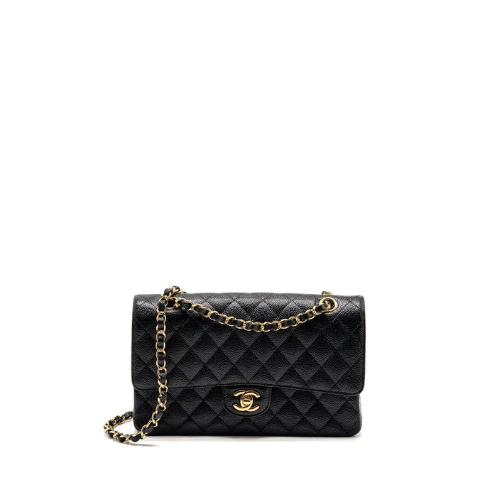 CHANEL MEDIUM CLASSIC DOUBLE FLAP BAG CAVIAR BLACK GHW