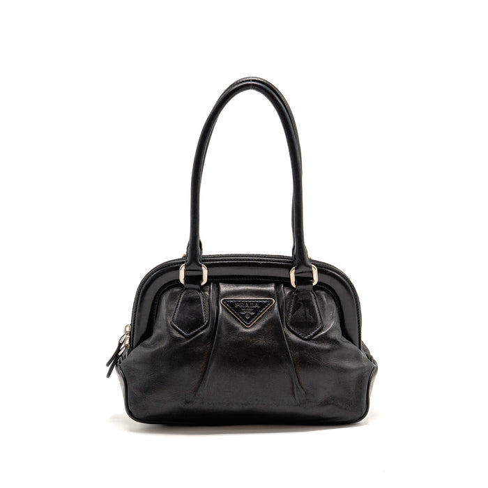 PRADA TOP HANDLE DANGLE BAG LEATHER BLACK SHW