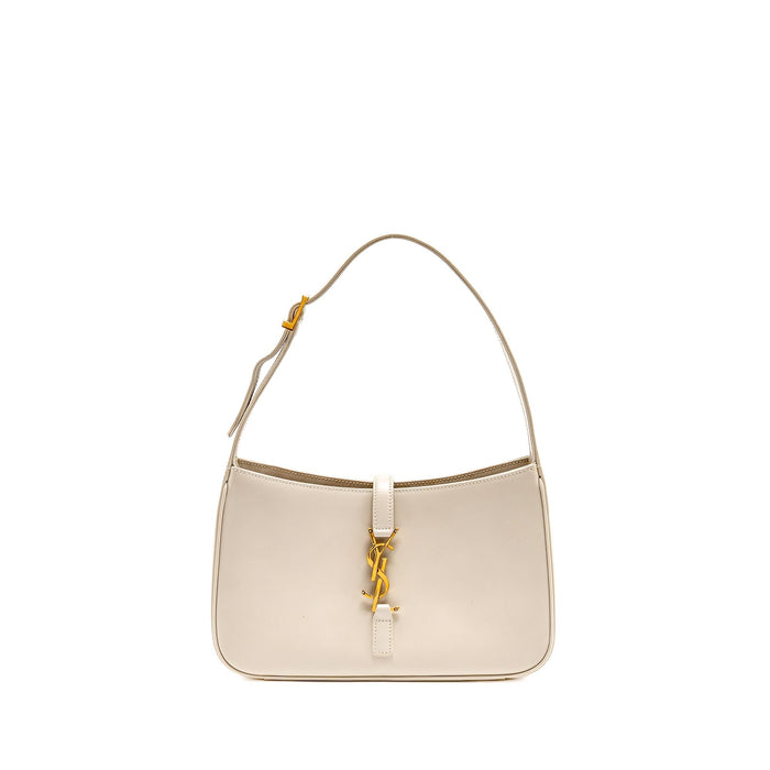 SAINT LAURENT LE 5 A 7 HOBO CALFSKIN BLANC VINTAGE GHW