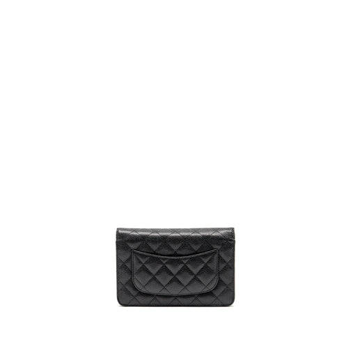 CHANEL CLASSIC WALLET ON CHAIN CAVIAR BLACK SHW (MICROCHIP)