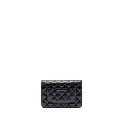 CHANEL CLASSIC WALLET ON CHAIN CAVIAR BLACK SHW (MICROCHIP)