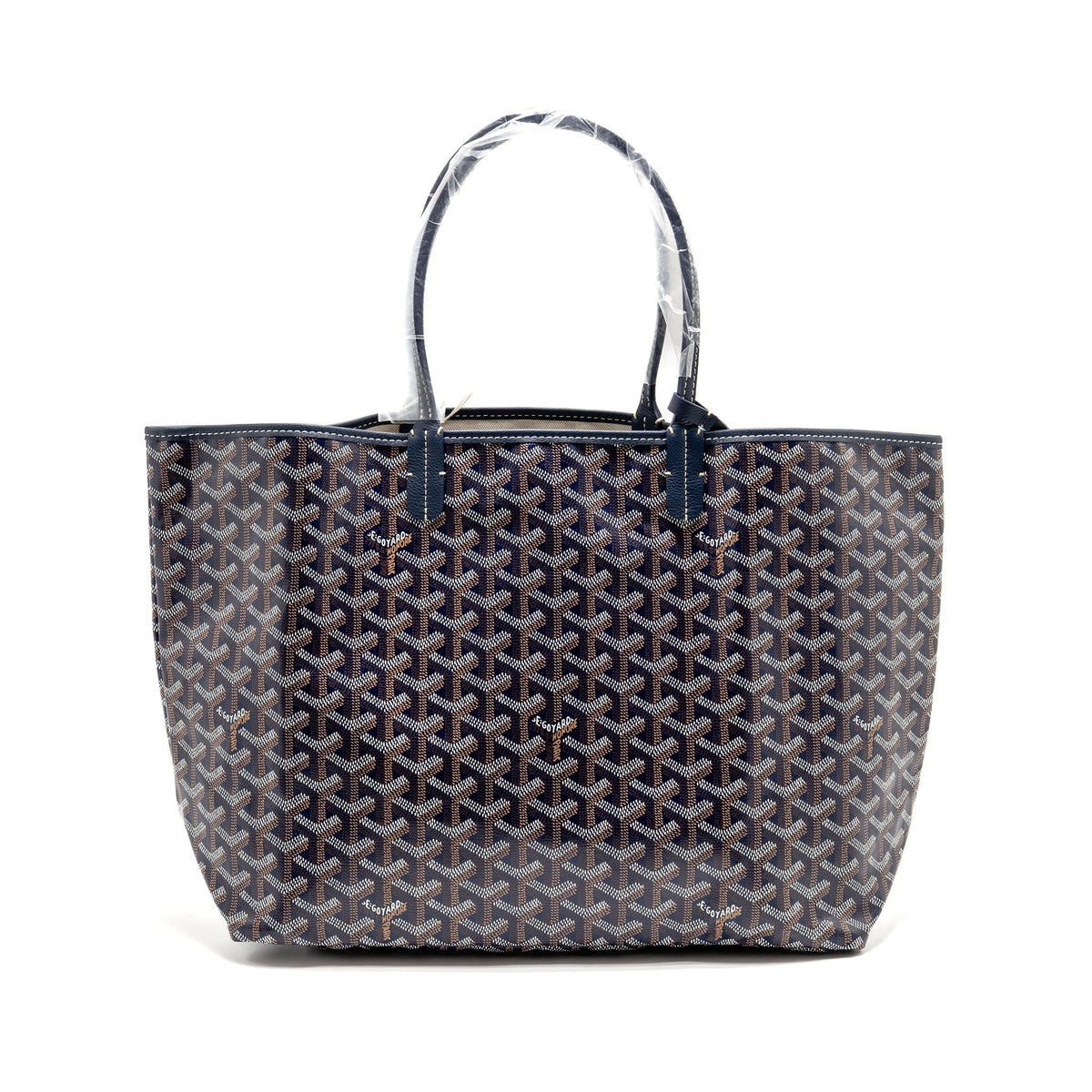 GOYARD SAINT LOUIS PM TOTE GOYARDINE CANVAS/CALFSKIN NAVY BLUE SHW