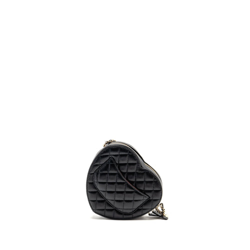 CHANEL 22S HEART BAG LAMBSKIN BLACK LGHW (MICROCHIP)