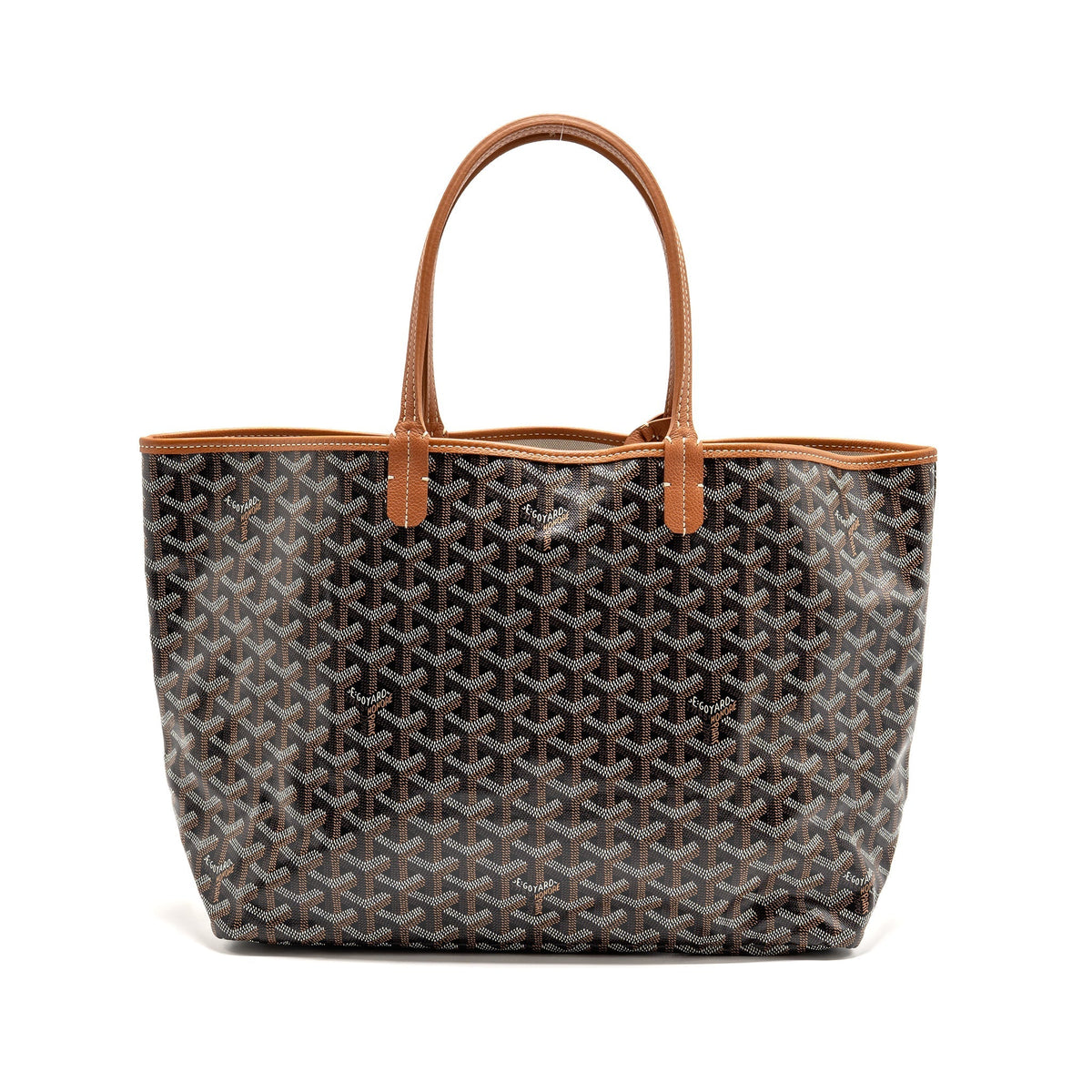 GOYARD SAINT LOUIS PM GOYARDINE CANVAS/CHEVROCHES CALFSKIN BLACK/TAN SHW