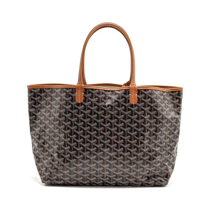 GOYARD SAINT LOUIS PM GOYARDINE CANVAS/CHEVROCHES CALFSKIN BLACK/TAN SHW