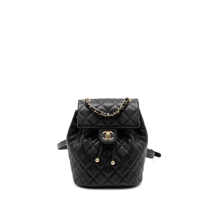CHANEL QUILTED MINI BACKPACK CAVIAR BLACK LGHW (MICROCHIP)