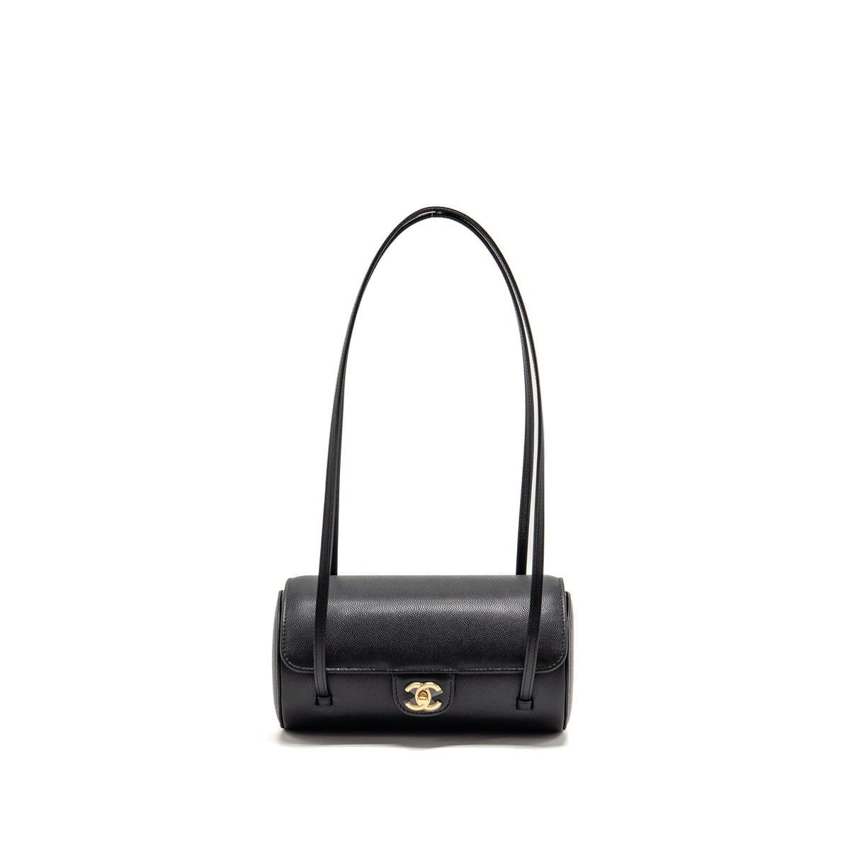 CHANEL 26P PREPPY BOWLING SHOULDER BAG CAVIAR BLACK GHW (MICROCHIP)