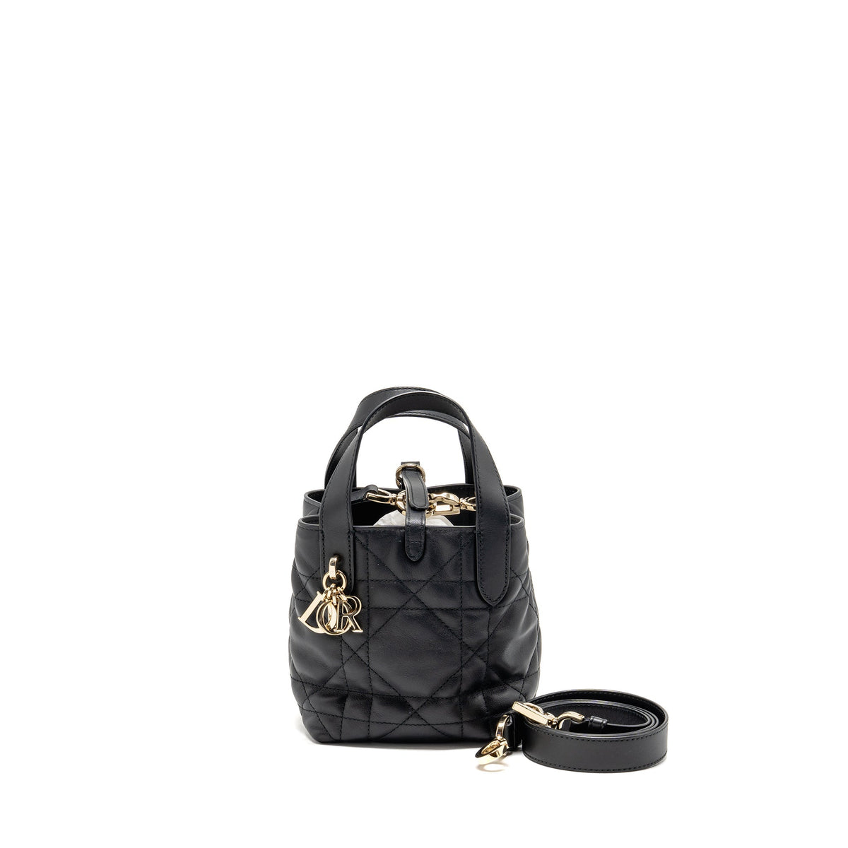 DIOR TOUJOURS VERTICAL NANO TOTE BAG CALFSKIN BLACK LGHW
