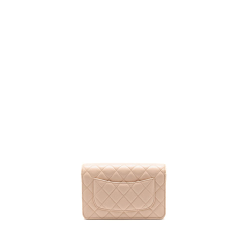CHANEL PEARL CRUSH WALLET ON CHAIN LAMBSKIN LIGHT PINK GHW (MICROCHIP)
