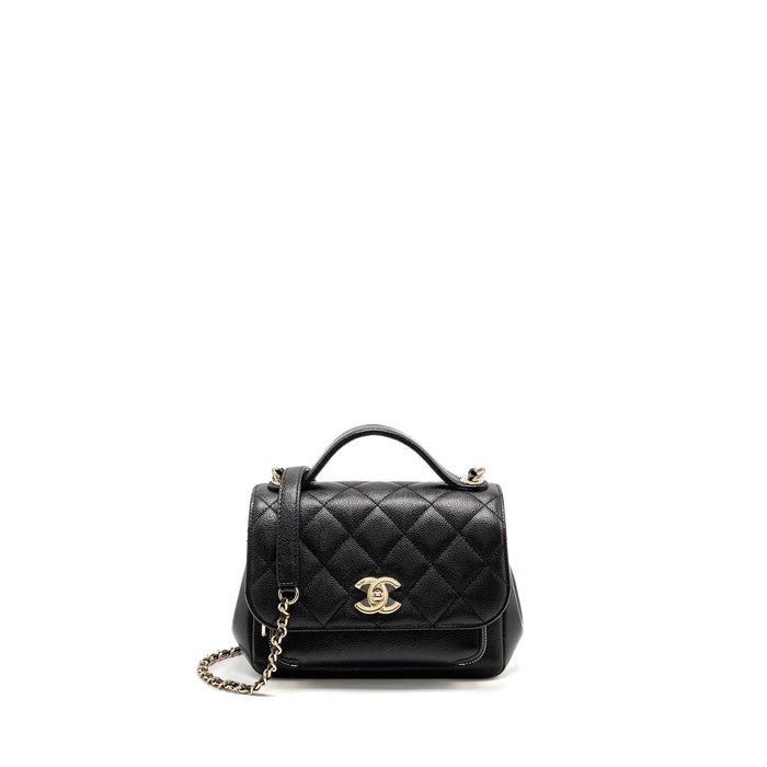 CHANEL SMALL BUSINESS AFFINITY CAVIAR BLACK LGHW (MICROCHIP)