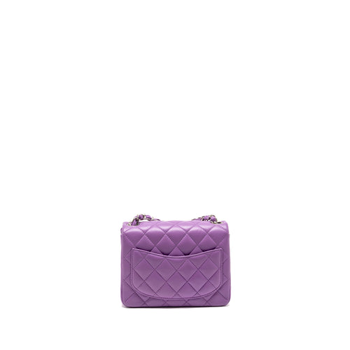 CHANEL MINI SQUARE FLAP BAG LAMBSKIN PURPLE SHW