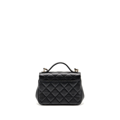 CHANEL SMALL BUSINESS AFFINITY CAVIAR BLACK LGHW (MICROCHIP)