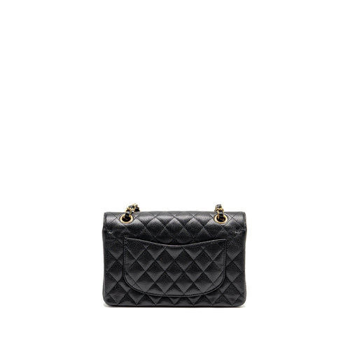 CHANEL SMALL CLASSIC DOUBLE FLAP BAG CAVIAR BLACK GHW (MICROCHIP)
