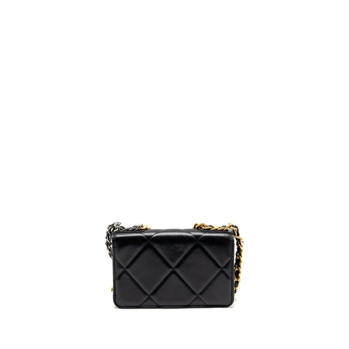 CHANEL 19 WALLET ON CHAIN LAMBSKIN BLACK MULTICOLOUR HARDWARE