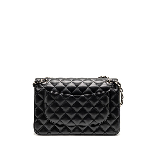 CHANEL JUMBO CLASSIC DOUBLE FLAP BAG LAMBSKIN BLACK SHW